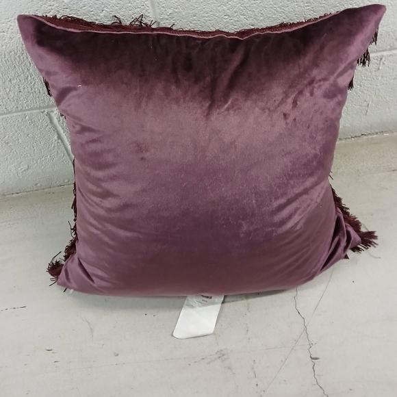 New Z Gallerie Chloe Velvet Fringe Pillow. Plum - Picture 2 of 10